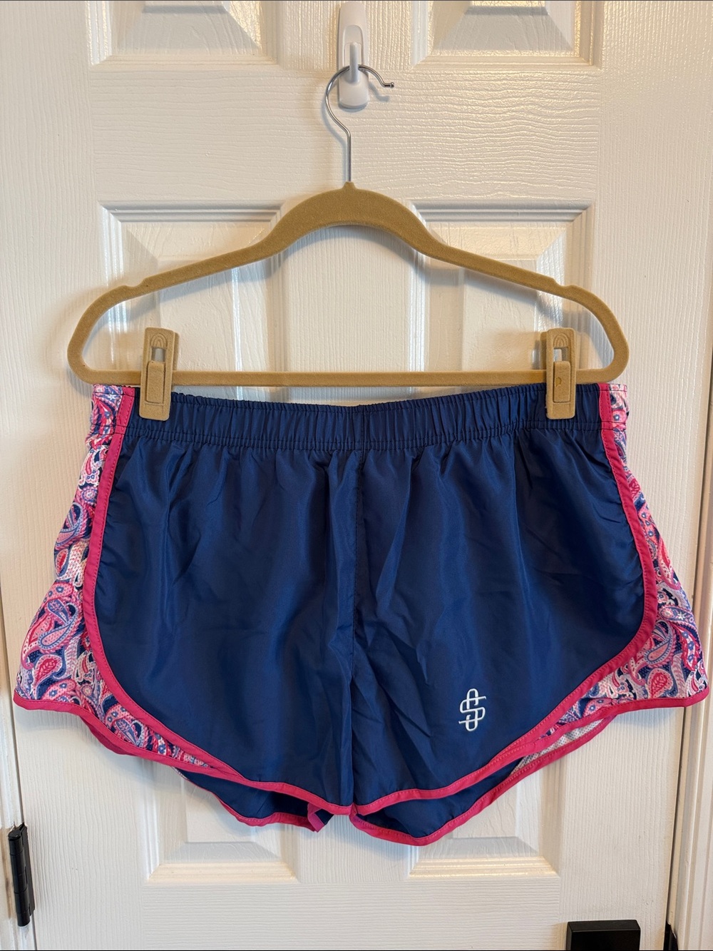 Simply Southern Navy and Pink Lined Athletic Running Shorts Sz XL